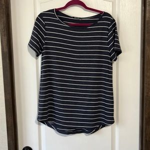 Navy and White Back Button Detail Shirt